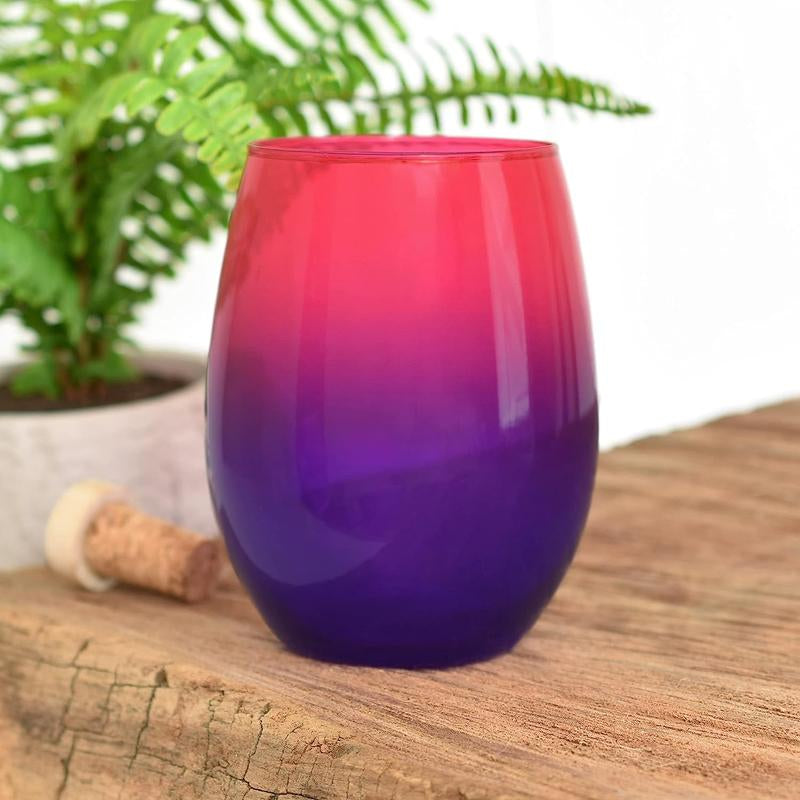 BAD BANANAS - Vibrant Set of 2 Pink and Purple Stemless Wine Glasses for Every Occasion