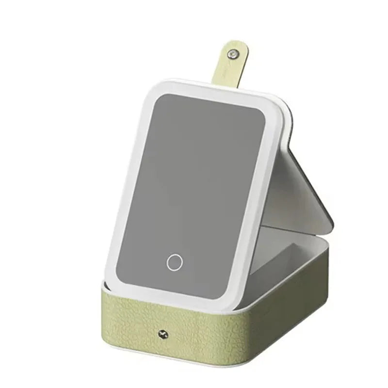 Makeup Bag with Mirror LED Travel Makeup Case Make up Bag Light up Mirror Adjustable 3 Color Rechargeable, Jewelry Box Organizer