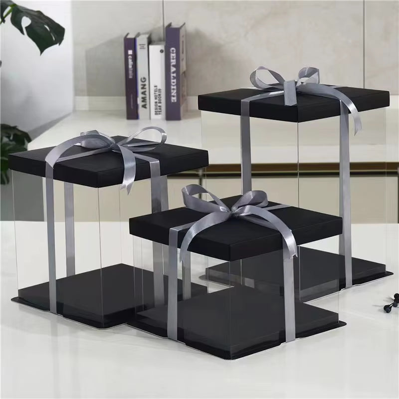 Stylish Transparent Plastic Cake Box - Perfect Gift Packaging for Weddings, Birthdays, and Special Occasions