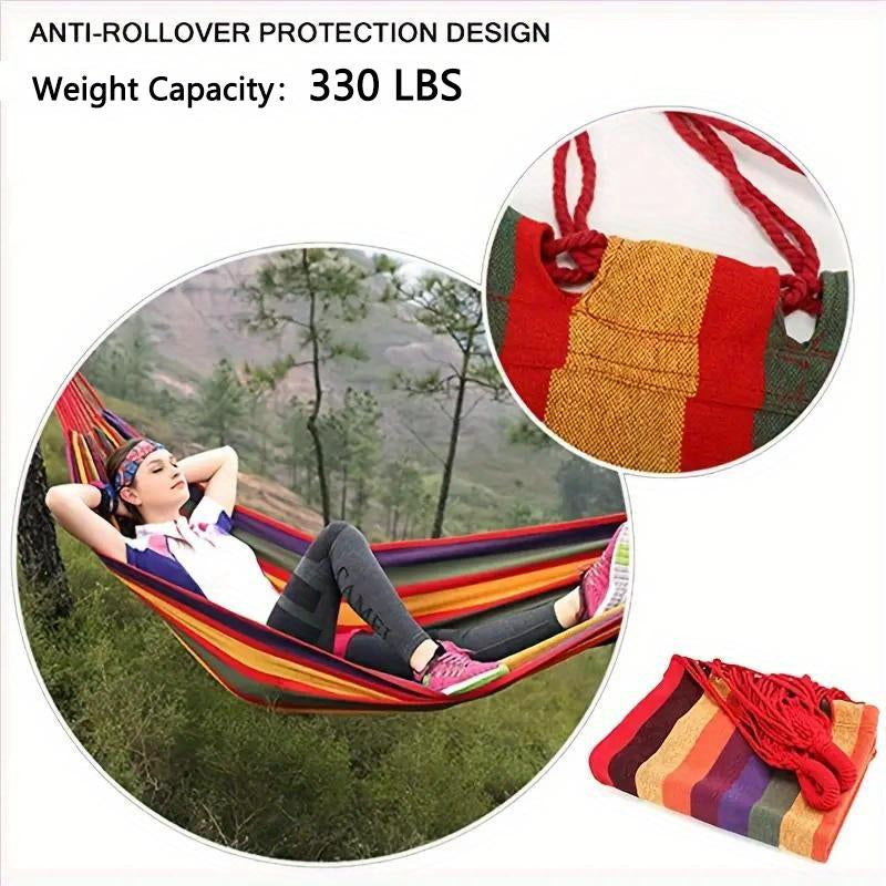 Adult Hammock - Breathable Fabric with Portable Storage Bag - Foldable and Ultra-Light Design for Camping, Beach, and Travel in Red/Blue Bicolor