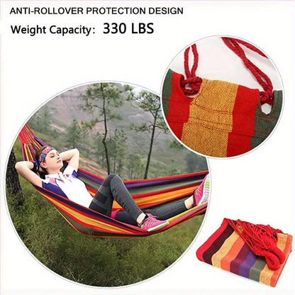 Adult Hammock - Breathable Fabric with Portable Storage Bag - Foldable and Ultra-Light Design for Camping, Beach, and Travel in Red/Blue Bicolor