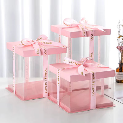 Stylish Transparent Plastic Cake Box - Perfect Gift Packaging for Weddings, Birthdays, and Special Occasions