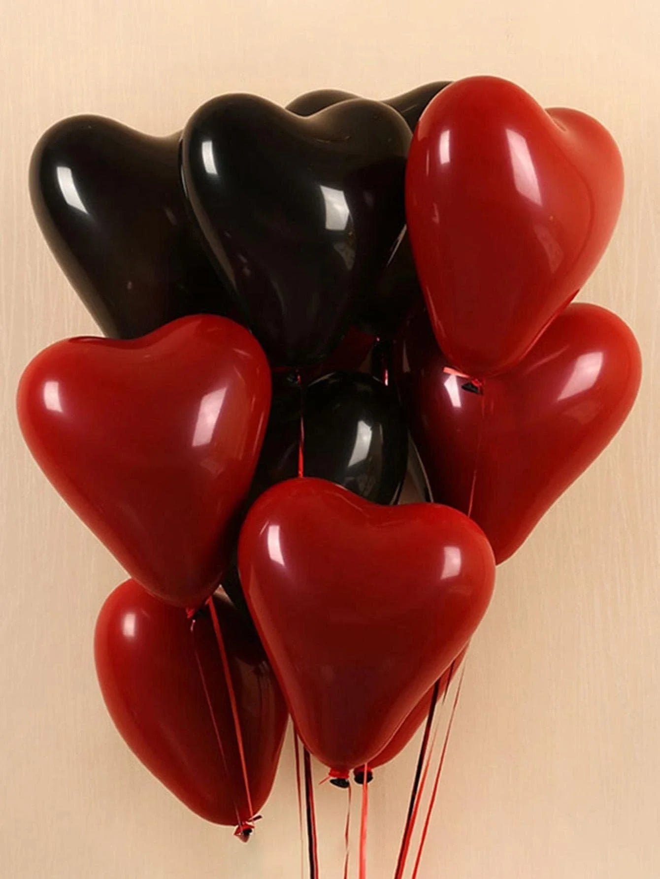 Heart Shaped Latex Balloons in Red, Pink, and Black - 10/20 Pieces for DIY Valentine's Day, Engagement, Wedding, and Anniversary Decorations