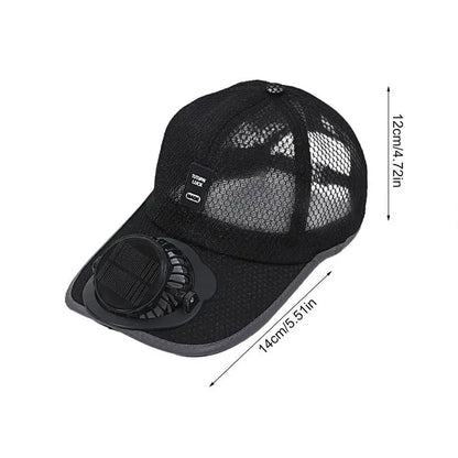 Breathable Sun Hat with USB Rechargeable Solar Fan for Outdoor Sun Protection and Summer Sunscreen