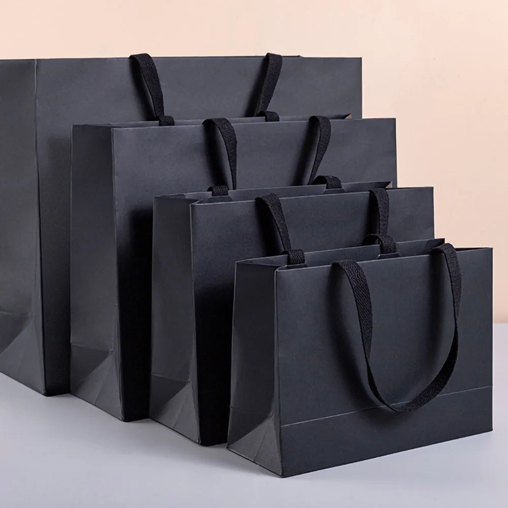 Elevate Your Celebrations with Our Stylish Black Kraft Paper Bags - Perfect for Weddings, Christmas Parties, and Birthdays!