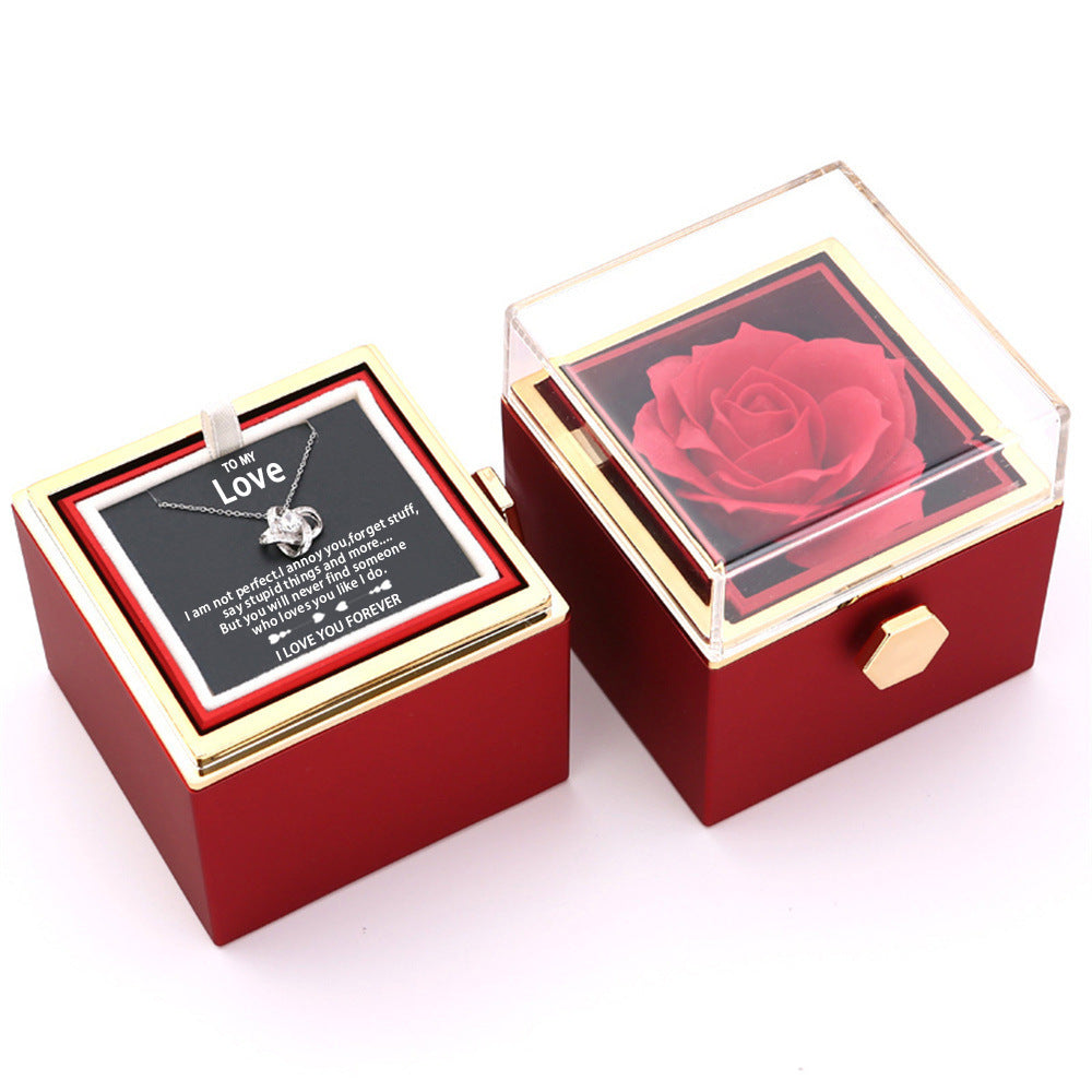 Rotating Rose Jewellery Packing Box Necklace Gift Set