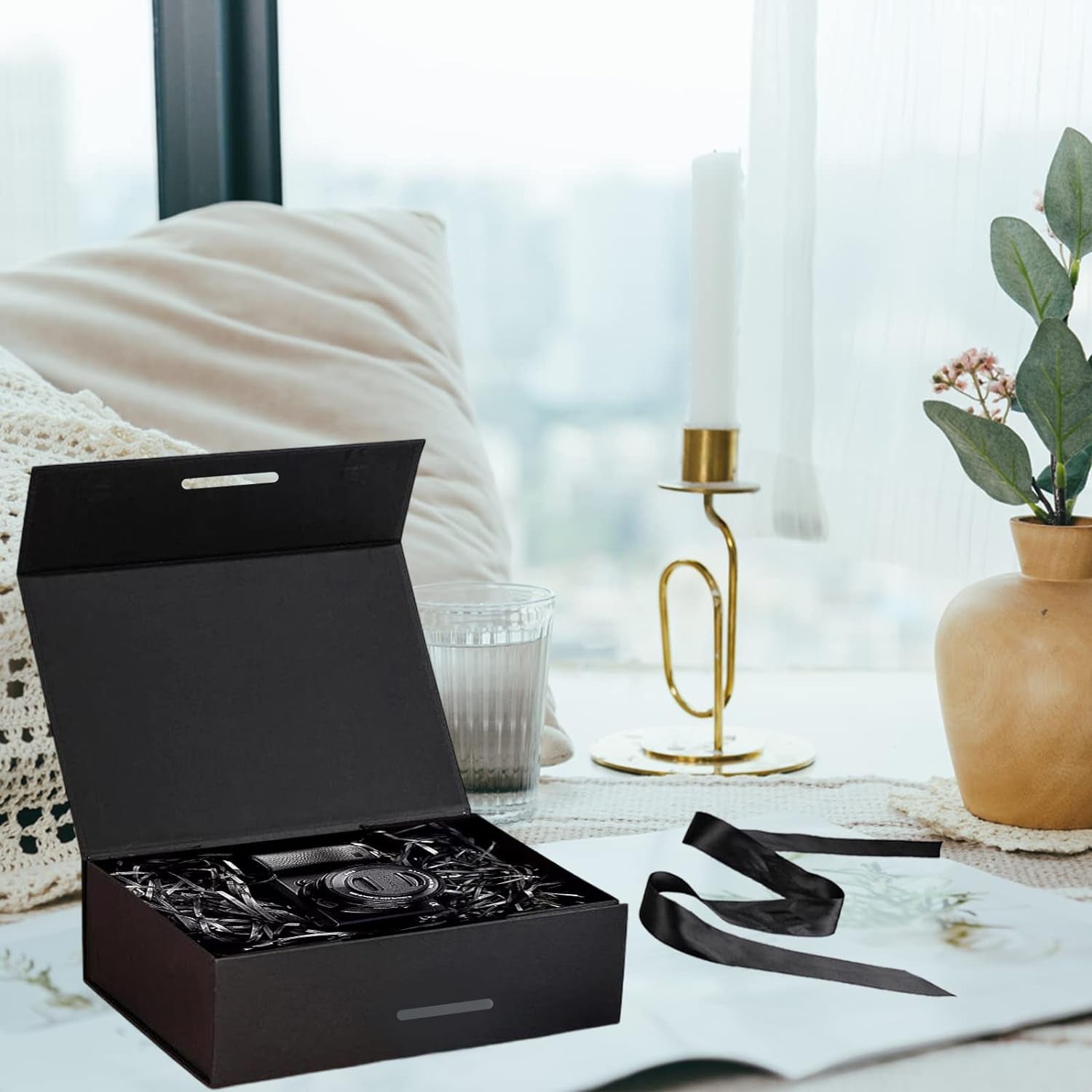 Deluxe Magnetic Closure Gift Box with Satin Ribbon - Perfect for Every Occasion: Birthdays, Weddings, Christmas, and More - 26x19x8cm