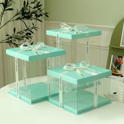 Stylish Transparent Plastic Cake Box - Perfect Gift Packaging for Weddings, Birthdays, and Special Occasions