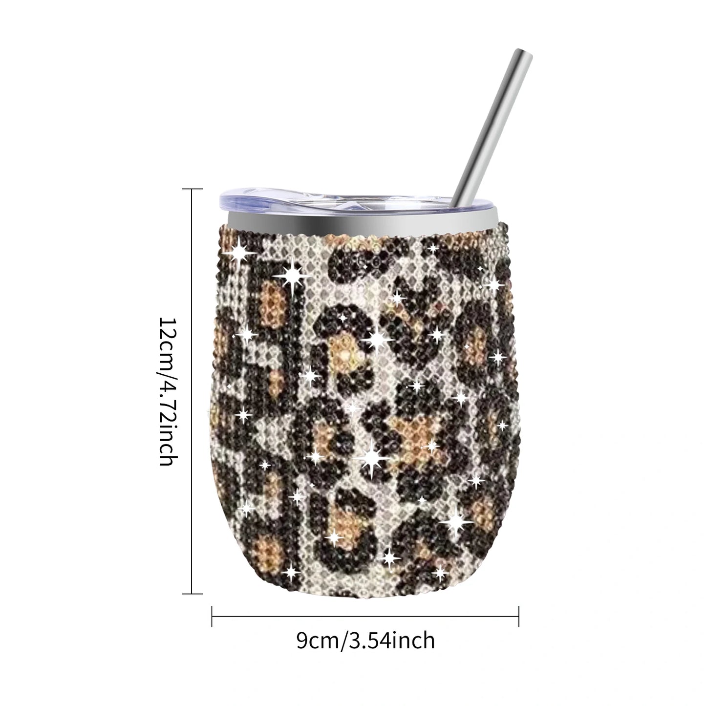 12Oz Diamond Wine Tumbler with Sealed Lid Vacuum Thermo Beer Mug Cup Stainless Steel Mug Cup Champagne Party Bridemaid Gift