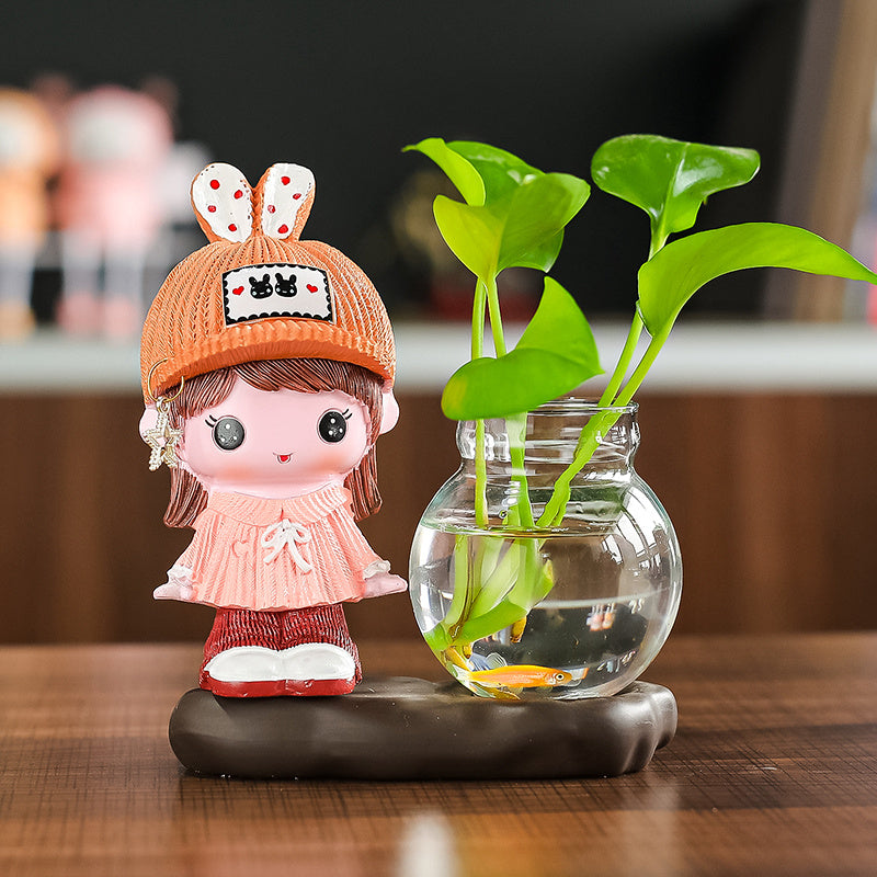 Vase Living Room Flower Arrangement Ornaments Transparent Glassware