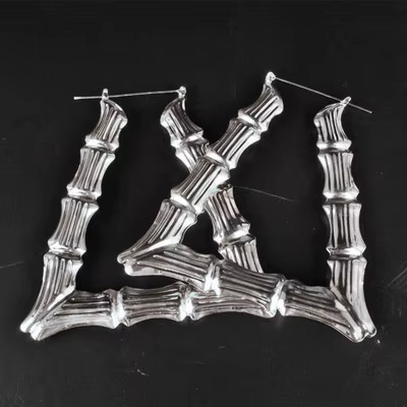 Geometric Bamboo Hoop Earrings in Gold and Silver for Women - Statement Jewelry for Hip Hop and Party Wear