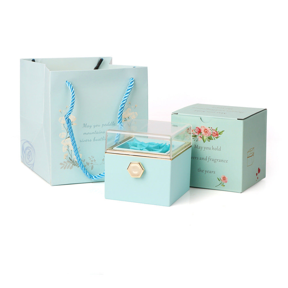 Rotating Rose Jewellery Packing Box Necklace Gift Set