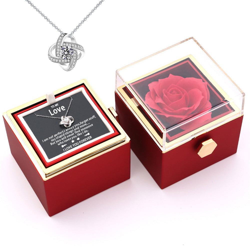 Rotating Rose Jewellery Packing Box Necklace Gift Set