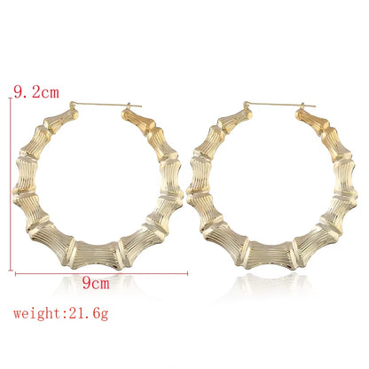 Geometric Bamboo Hoop Earrings in Gold and Silver for Women - Statement Jewelry for Hip Hop and Party Wear