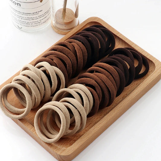 Black Hair Bands - High Elastic Rubber Hair Ties and Ponytail Holders (50 Pieces)